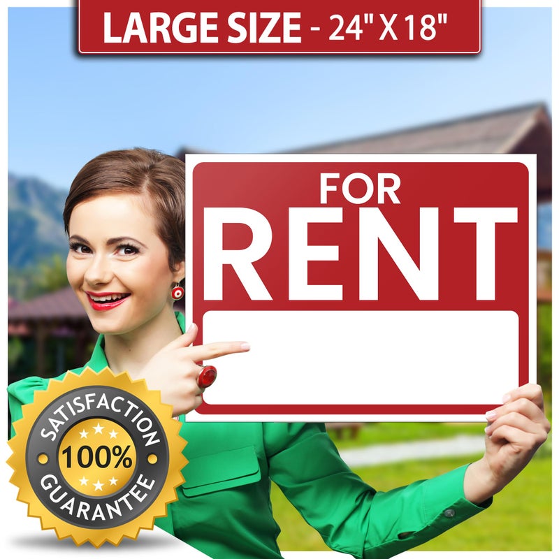SignHero For Rent Signs (2 Pack) â€“ LARGE 24â€ x 18â€ Double-Sided Signs with Heavy-Duty Yard Stakes | Weatherproof & High - Image 3